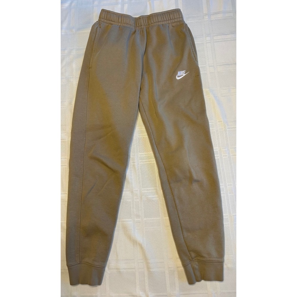 Nike Joggers Womens XS Tan Sportswear Fleece Sweatpants Khaki Embroidered Logo